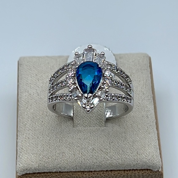 Bomb Party RBP6465 DAZZLING LIGHTS Azure Blue bicolor Tourmaline/Rhodium NWT&BAG - Picture 2 of 5